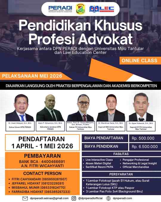 PERADI, Universitas Mpu Tantular, dan LEC Gandeng Tangan Luncurkan PKPA 2026 IMG-20260326-WA0024.jpg