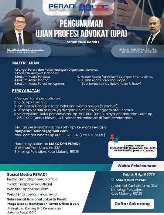 UPA 2026 Batch 1 Dibuka untuk Pendaftaran – PERADI Gelar Ujian Profesi Advokat di Malang Screenshot_20260326_182432_Instagram.jpg